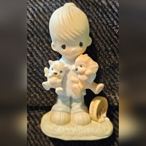 Precious Moments Figurine, Blessed Are the Peacemakers, Boy with Cat Dog, 1979